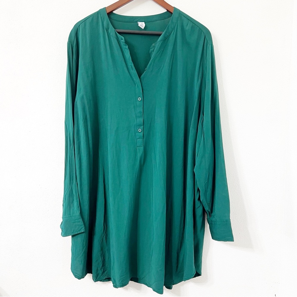 Old Navy Plus 4X Green V-Neck Tunic Blouse